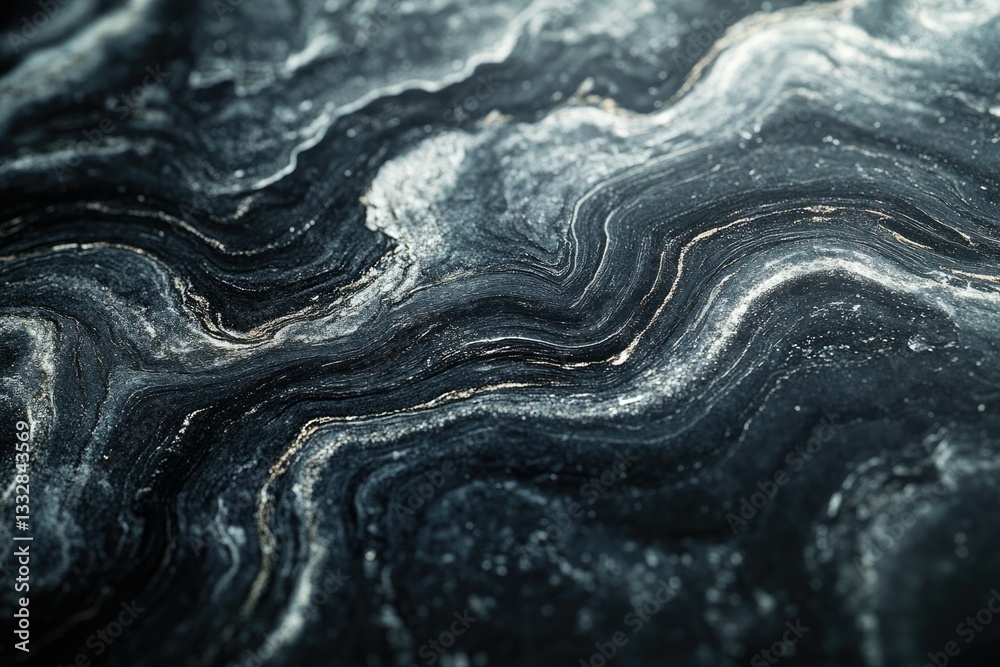 Aufkleber abstract dark background with wavy, swirling patterns and metallic accents.