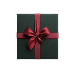 Elegant Green Gift Box with Burgundy Bow Festive Surprise