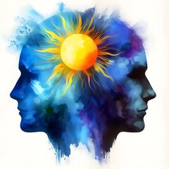 Dual Mind, Inner Light and Shadow, Abstract Art Exploration, mental health 