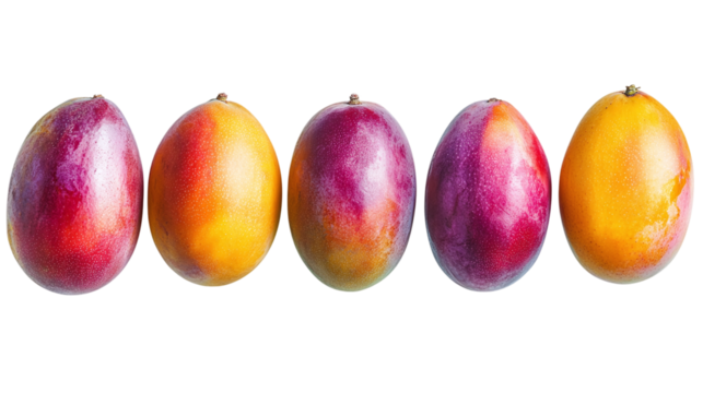 Set of delicious mango fruits, cut out. based on generative ai. Isolated on a transparent background.