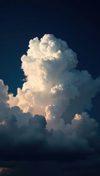Dark, dramatic cumulus clouds against a black void , powerful, contrast