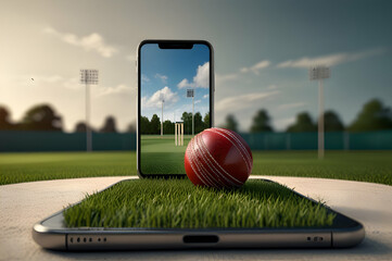 A close-up of a football resting on an artificial turf field under bright stadium lights ,ballon de football américain déposé,3D digital illustration of a shiny red cricket ball with detailed white st