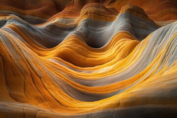Obraz premium Swirling sandstone layers create a mesmerizing abstract landscape of orange and grey hues.