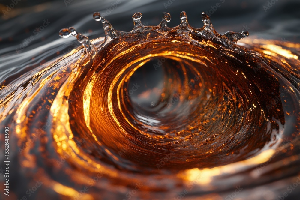 Leinwandbilder a mesmerizing swirl of amber liquid, illuminated from within, creating a captivating vortex.