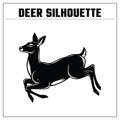 Deer Silhoutte Vector  Illustration to color Black on a white