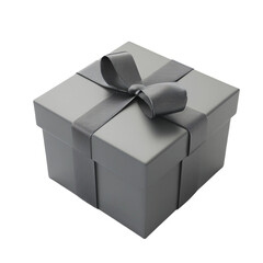 Elegant Gray Gift Box with a Big Bow Surprise and anticipation
