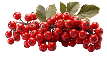 Red Berries Branch Juicy Winter Fruit, Festive Holiday Decoration for Nature Themes.