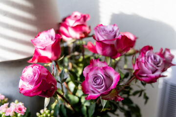 Romantic bouquet of beautiful fresh roses