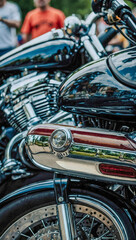 Fototapeta premium Close-up of motorcycles at a biker show