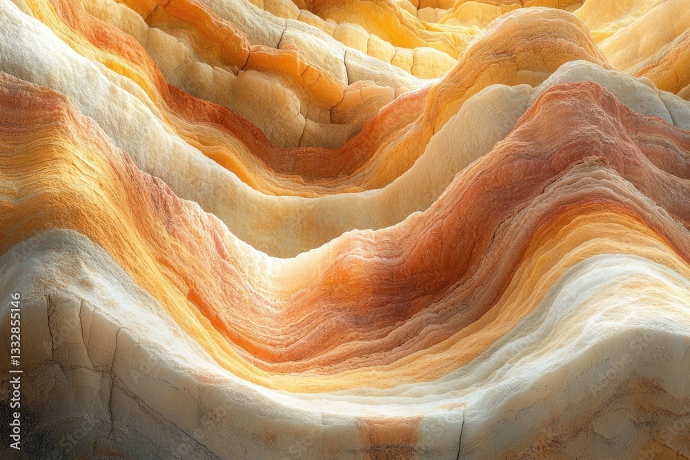 Poster abstract image of layered rock formations, showcasing warm, earthy tones and undulating textures.