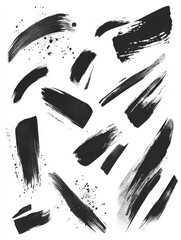 black strokes acrylic white and black different shapes convolutions brush strokes no color 