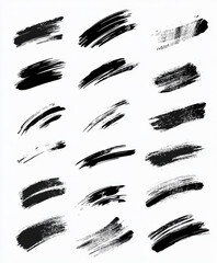 black strokes acrylic white and black different shapes convolutions brush strokes no color 