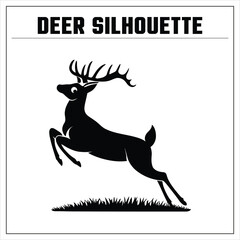 Deer Silhoutte Vector  Illustration to color Black on a white