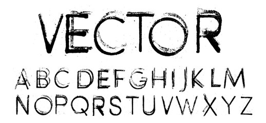 Grunge Rough Rubber Stamp Font Alphabet