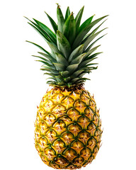 Fototapeta premium Fresh Pineapple with Green Leaves Isolated on White Background PNG