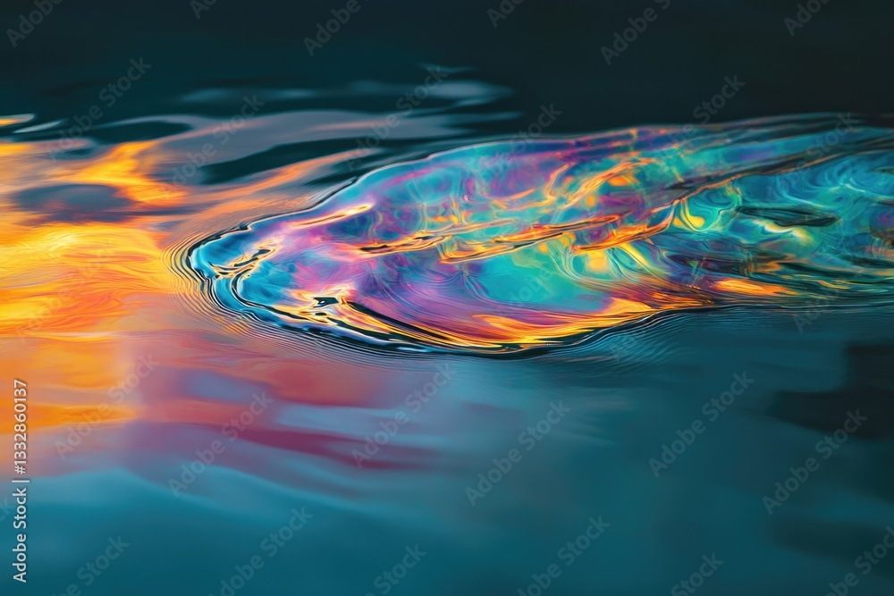 Leinwandbilder vibrant iridescent oil slick on water surface, creating abstract patterns of color and light.