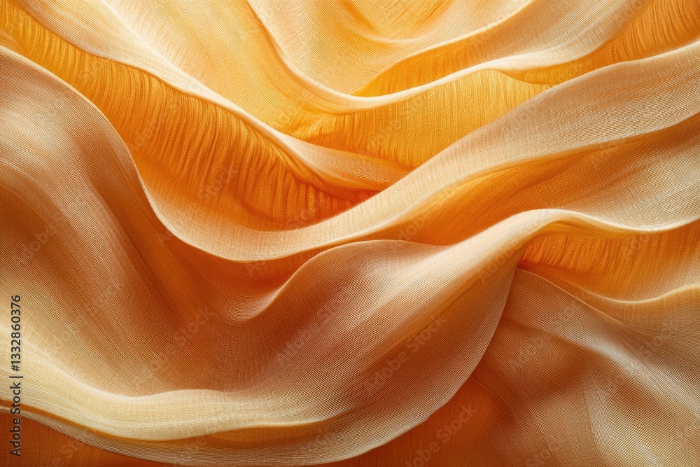 Aufkleber abstract image of flowing, amber-toned fabric creating soft, elegant waves and ripples.