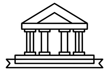 bank sign line art silhouette vector illustration