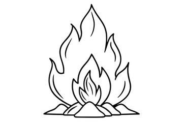 bonfire line art silhouette vector illustration