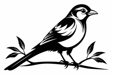 bird on a branch line art silhouette vector illustration