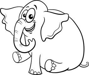 baby elephant animal character cartoon illustration coloring page