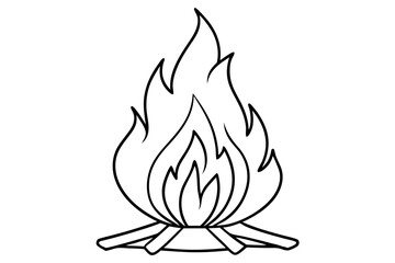 bonfire line art silhouette vector illustration