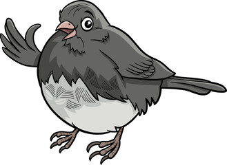 cartoon junco bird animal character waving its wing
