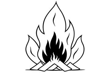 bonfire line art silhouette vector illustration
