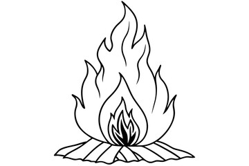 bonfire line art silhouette vector illustration