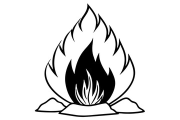 bonfire line art silhouette vector illustration