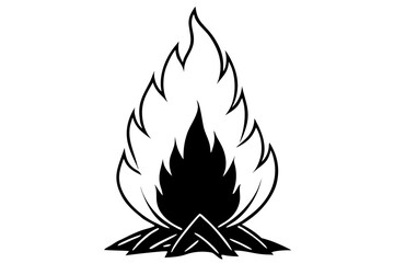 bonfire line art silhouette vector illustration