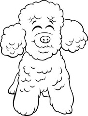 happy cartoon toy or miniature poodle purebred dog coloring page
