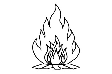 bonfire line art silhouette vector illustration