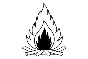 bonfire line art silhouette vector illustration