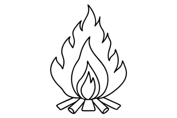 bonfire line art silhouette vector illustration