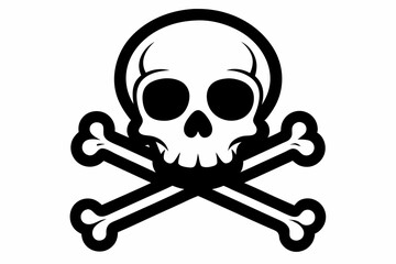 crossbones and skull death line art silhouette vector illustration