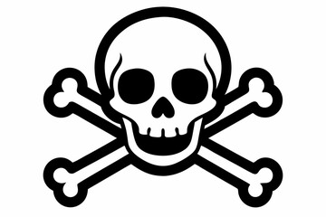 crossbones and skull death line art silhouette vector illustration