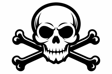 crossbones and skull death line art silhouette vector illustration