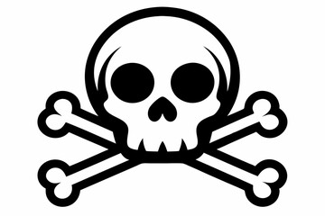 crossbones and skull death line art silhouette vector illustration
