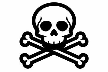 crossbones and skull death line art silhouette vector illustration