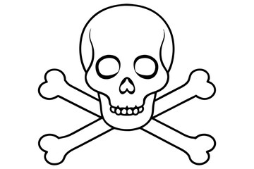 crossbones and skull death line art silhouette vector illustration