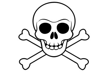 crossbones and skull death line art silhouette vector illustration