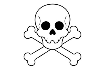 crossbones and skull death line art silhouette vector illustration
