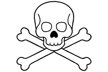 crossbones and skull death line art silhouette vector illustration
