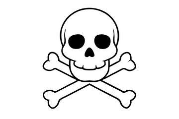 crossbones and skull death line art silhouette vector illustration