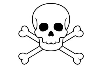 crossbones and skull death line art silhouette vector illustration