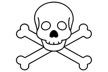 crossbones and skull death line art silhouette vector illustration