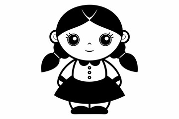 doll line art silhouette vector illustration
