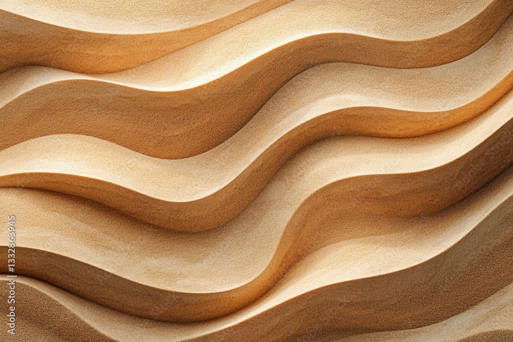 Aufkleber Abstract image of undulating beige-toned wooden waves creating a textured background.