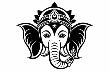 ganesh head line art silhouette vector illustration